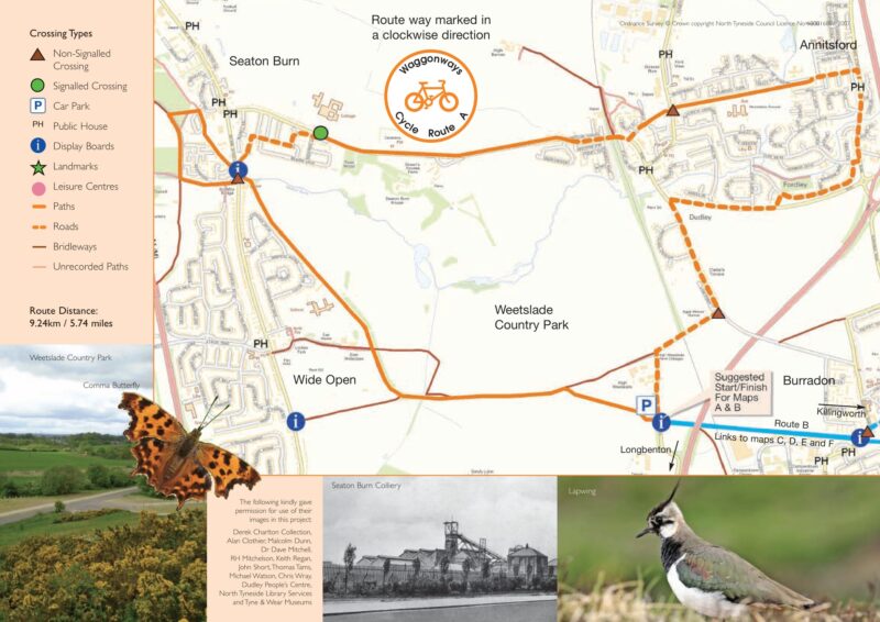 Seaton Burn Orange Cycle Route Map
